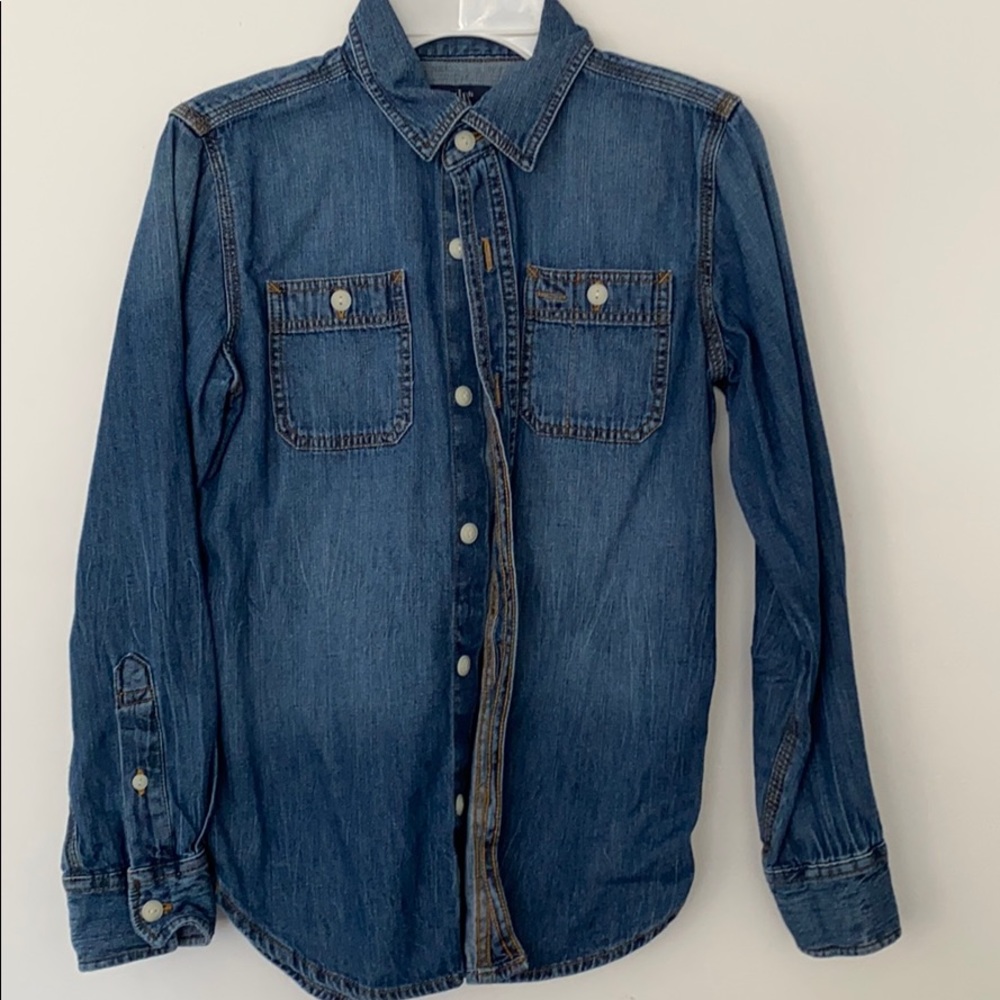 Gap kids denim button down shirt